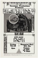 HAWKWIND & RUSH 1975 KANSAS CITY, KANSAS CONCERT POSTER.