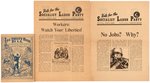 SOCIALIST LABOR PARTY COLLECTION OF NINE PIECES OF 1896-1940 CAMPAIGN EPHEMERA.