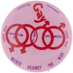 SMC 1971 GAY LIBERATION TASK FORCE HANDBILL & BUTTON FOR GAY LIBERATION CONTINGENT PROTEST.