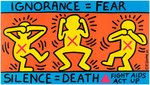 KEITH HARING 1989 LARGE AIDS AWARENESS POSTER FOR "FIGHT AIDS / ACT UP".