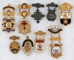 KNIGHTS TEMPLAR SEVEN DATED EARLY BADGES PLUS 1901 BROOKLYN MASONIC & 1908 DENVER ODD FELLOWS.