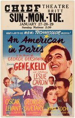 "AN AMERICAN IN PARIS" WINDOW CARD.