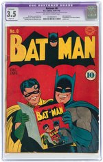 "BATMAN" #8 DECEMBER-JANUARY 1941/42 CGC RESTORED APPARENT 3.5 SLIGHT (A) VG-.