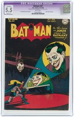 "BATMAN" #37 OCTOBER-NOVEMBER 1946 CGC RESTORED APPARENT 5.5 SLIGHT C-1 FINE-.