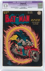 "BATMAN" #25 OCTOBER-NOVEMBER 1944 CGC RESTORED APPARENT 5.0 SLIGHT C-1 VG/FINE.