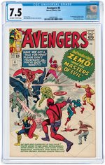 "AVENGERS" #6 JULY 1964 CGC 7.5 VF- (FIRST BARON ZEMO & MASTERS OF EVIL).