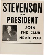 "STEVENSON FOR PRESIDENT JOIN THE CLUB NEAR YOU" POSTER.