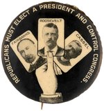 ROOSEVELT, FAIRBANKS & CASSEL HAND OF CARDS PENNSYLVANIA COATTAIL TRIGATE BUTTON.