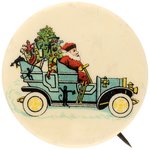 SANTA IN TREE/GIFT LADEN AUTO PROFILE DESIGN LIKELY SALEMAN'S SAMPLE BUTTON.