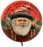 RARE FIRST SEEN IMPRINT EARLY SANTA BUTTON FROM BROOKYLN DENTAL PARLOR.