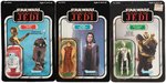 "STAR WARS: RETURN OF THE JEDI" CARDED R2-D2 (SENSOR), C-3PO, LEIA (BESPIN) ACTION FIGURE TRIO.