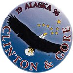 "CLINTON & GORE" SCARCE 1996 ALASKA DELEGATION BUTTON.