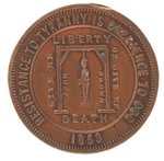 JOHN BROWN "RESISTANCE TO TYRANNY IS OBEDIENCE TO GOD" ANTI-SLAVERY TOKEN.