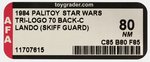 PALITOY "STAR WARS: RETURN OF THE JEDI - HAN SOLO & LANDO CALRISSIAN" TRI-LOGO AFA 80 NM PAIR.