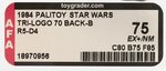 PALITOY "STAR WARS: RETURN OF THE JEDI - R5-D4" TRI-LOGO 70 BACK-B AFA 75 EX+/NM.