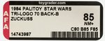 PALITOY "STAR WARS: RETURN OF THE JEDI - ZUCKUSS" TRI-LOGO 70 BACK-B AFA 85 NM+.