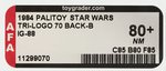 PALITOY "STAR WARS: RETURN OF THE JEDI - IG-88" TRI-LOGO 70 BACK-B AFA 80+ NM.