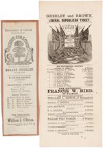GREELEY AND BROWN PAIR OF MASSACHUSETTS & MARYLAND 1872 CAMPAIGN BALLOTS.