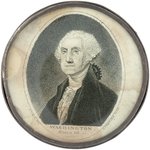 LARGE WASHINGTON PEWTER RIM MIRROR WITH GILBERT STUART PORTRAIT.