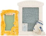 "STAR WARS" SIGMA CERAMICS PAIR OF DROID PICTURE FRAMES AND C-3PO PENCIL TRAY.