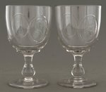 GRANT/WILSON & GREELEY/BROWN PAIR OF 1872 JUGATE GLASS GOBLETS.