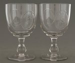 GRANT/WILSON & GREELEY/BROWN PAIR OF 1872 JUGATE GLASS GOBLETS.