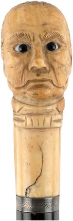 IMPRESSIVE "DANIEL WEBSTER" CARVED IVORY BUST TOPPER CANE.