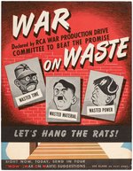 WORLD WAR II RCA "WAR ON WASTE" MECHANICAL ANTI-AXIS PROMOTION.