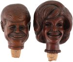 JOHN AND JACKIE KENNEDY TWO PAIR OF FIGURAL BOTTLE STOPPERS.