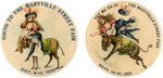 BAWDY LADY ON DONKEY 1900 AND 1901 BUTTONS FOR MARYVILLE STREET FAIR.