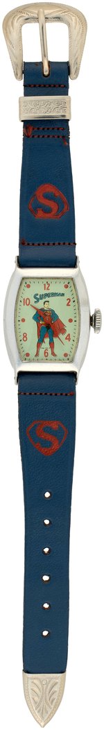 "SUPERMAN SUPERTIME WRIST WATCH" BOXED HIGH GRADE EXAMPLE.