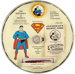SUPERMAN "SUPERMEN OF AMERICA RING COLLECTION" TINNED SET & FX RING PAIR.
