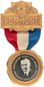 COOLIDGE "VERMONT" RIBBON BADGE FEATURING PORTRAIT CELLO.