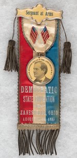 ORNATE BRYAN "DEMOCRATIC STATE CONVENTION ZANESVILLE, OHIO" RIBBON BADGE.