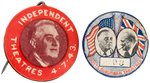 ROOSEVELT & CHURCHILL PAIR OF WWII AUSTRALIAN THEATER BUTTONS.