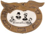 "THE SAVIORS OF THE WORLD" ROOSEVELT, CHURCHILL, STALIN AND DE GAULLE BADGE.