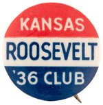 "KANSAS ROOSEVELT '36 CLUB" BUTTON & COMPLETE EPHEMERA COLLECTION.