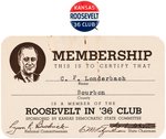 "KANSAS ROOSEVELT '36 CLUB" BUTTON & COMPLETE EPHEMERA COLLECTION.