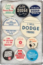 DODGE CARS AND TRUCKS 11 LARGER BUTTONS INCLUDING MANY RARITIES.