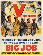 WORLD WAR II  VICTORY "BIG JOB" LINEN-MOUNTED WAR POSTER.