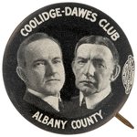 "COOLIDGE DAWES CLUB ALBANY COUNTY" JUGATE BUTTON.