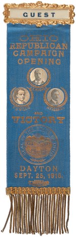 HUGHES 1916 "OHIO REPUBLICAN CAMPAIGN OPENING" APPLIED PORTRAIT RIBBON.