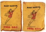 MARY MARVEL FIBERBOARD BADGE, TOSS BAGS & PROMOTIONAL SHEET.