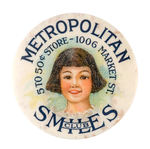 RARE DEPARTMENT STORE BUTTON PROMOTES "METROPOLITAN SMILES CLUB."