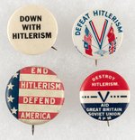 FOUR ANTI "HITLERISM" SCARCE TO RARE BUTTONS.