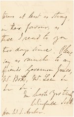 WINFIELD SCOTT HAND WRITTEN AND SIGNED LETTER REFERENCING SUPPORT FOR THE COMPROMISE OF 1850.