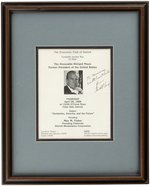 NIXON SIGNED INVITATION TO COBO HALL, DETROIT EVENT IN FRAME DISPLAY.