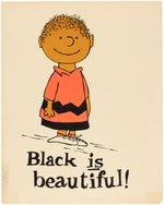 "BLACK IS BEAUTIFUL!" CHARLIE BROWN PEANUTS THEMED CIVIL RIGHTS POSTER.