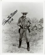 WESTERN STARS SIGNED PHOTO LOT WITH CLAYTON MOORE, CLINT WALKER & OTHERS.