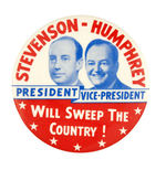 STEVENSON W/HUMPHREY AS VP HOPEFUL RARE BUTTON.